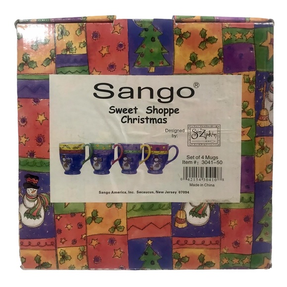 SANGO Sweet Shoppe Christmas by Sue Zipkin Snowman Box of 3 Mugs #3041-50 - Picture 7 of 9